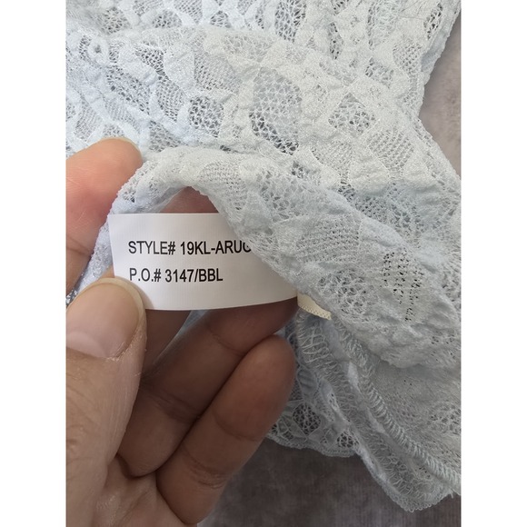 SELFE Sheer Lace/ MESH Long Sleeve Layering Baby Blue Top SIZE M FAIRY GOTH - Picture 4 of 10